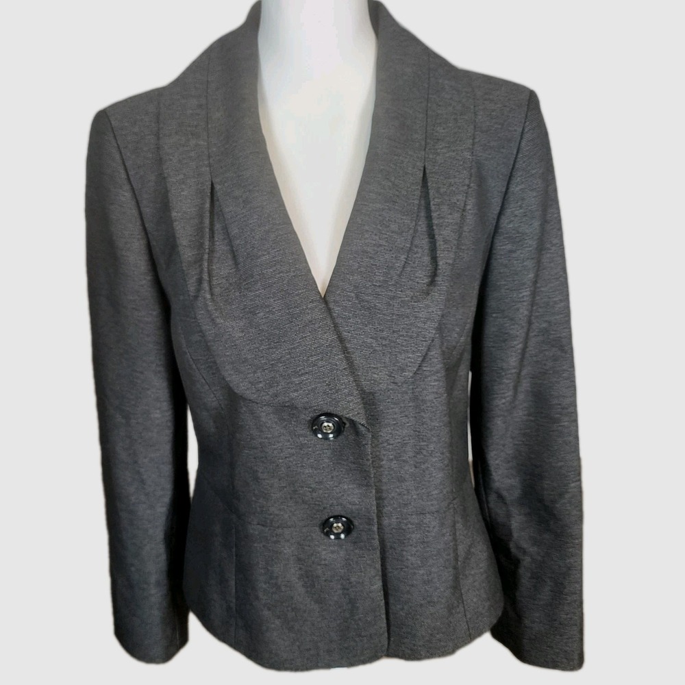 Evan Picone Suit Jacket Blazer Womens 14 Heather Gray Sheen Career‎ Classic Work
